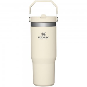 Botellas de Agua Stanley The IceFlow Flip Straw Tumbler | 30 OZ | Insulated Water Creme Blancas | VLXR-21943