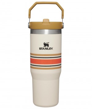 Botellas de Agua Stanley The Varsity Iceflow™ Flip Straw Tumbler | 30 OZ Creme | YWLK-32971