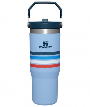 Botellas de Agua Stanley The Varsity Iceflow™ Flip Straw Tumbler | 30 OZ Azules Rayadas | ONEP-96140