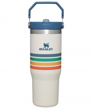 Tumbler Stanley The Varsity Iceflow™ Flip Straw | 30 OZ Creme Rayadas | XCUQ-93057